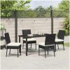 5 Delars Trädgårdsset Svart Poly Rattan vidaXL 140 x 70 x 73 cm – miniatyr 4
