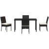 5 Delars Trädgårdsset Svart Poly Rattan vidaXL 140 x 70 x 73 cm – miniatyr 7
