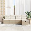 5-delars Trädgårdssofaset med Kuddar Beige Poly Rattan vidaXL 251 x 117 x 85 cm – miniatyr 3