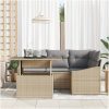5-delars trädgårdssoff-set med kuddar i beige polyrotting vidaXL 100 x 55 x 73 cm – miniatyr 3