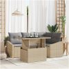 5-delars trädgårdssoff-set med kuddar i beige polyrotting vidaXL 100 x 55 x 73 cm – miniatyr 1