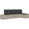 5-delars trädgårdssoff set med kuddar Ljusgrå Polyrotting vidaXL 294 x 117 x 85 cm – miniatyr 2