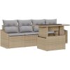 5-delars trädgårdssoffa med kuddar i beige poly rattan vidaXL 100 x 55 x 73 cm – miniatyr 2