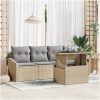 5-delars trädgårdssoffa med kuddar i beige poly rattan vidaXL 100 x 55 x 73 cm – miniatyr 1