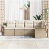 5-delars trädgårdssoffa med kuddar i beige polyrotting vidaXL 242.5 x 132.5 x 85 cm – miniatyr 3