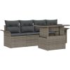 5-delars trädgårdssoffa med kuddar i grå poly rattan vidaXL 100 x 55 x 73 cm – miniatyr 2
