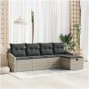 5-delars trädgårdssoffa med kuddar i ljusgrå poly-rattan vidaXL 233 x 117 x 85 cm – miniatyr 1