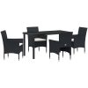 5-delars trädgårdssoffgrupp svart poly rattan vidaXL 140 x 70 x 73 cm – miniatyr 2