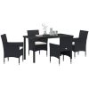 5-delars trädgårdssoffgrupp svart poly rattan vidaXL 140 x 70 x 73 cm – miniatyr 3