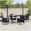 5-delars trädgårdssoffgrupp svart poly rattan vidaXL 140 x 70 x 73 cm – miniatyr 4
