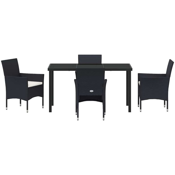 5-delars trädgårdssoffgrupp svart poly rattan vidaXL 140 x 70 x 73 cm – bild 7