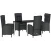 5 Delars Trädgårdssoffor Svart Poly Rattan vidaXL 140 x 70 x 73 cm – miniatyr 2