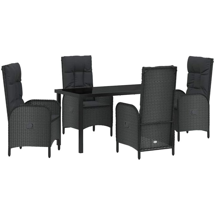 5 Delars Trädgårdssoffor Svart Poly Rattan vidaXL 140 x 70 x 73 cm – bild 2