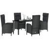5 Delars Trädgårdssoffor Svart Poly Rattan vidaXL 140 x 70 x 73 cm – miniatyr 3
