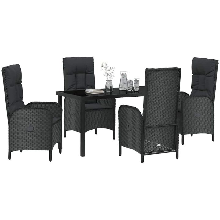 5 Delars Trädgårdssoffor Svart Poly Rattan vidaXL 140 x 70 x 73 cm – bild 3