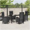 5 Delars Trädgårdssoffor Svart Poly Rattan vidaXL 140 x 70 x 73 cm – miniatyr 4