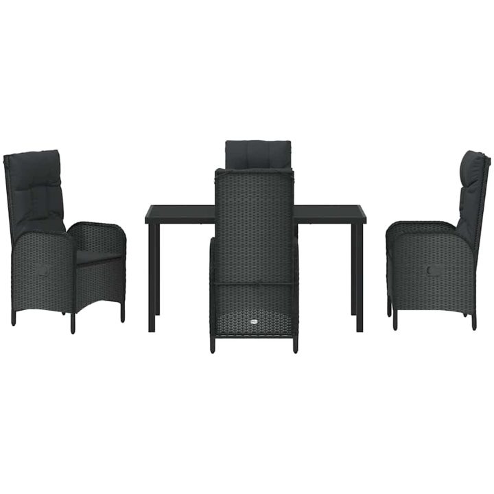 5 Delars Trädgårdssoffor Svart Poly Rattan vidaXL 140 x 70 x 73 cm – bild 6