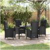 5 Delars Trädgårdssoffor Svart Poly Rattan vidaXL 140 x 70 x 73 cm – miniatyr 1