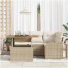 5-delars trädgårdssoffset med kuddar beige polyrotting akacia vidaXL Medium – miniatyr 3