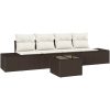 5-delars trädgårdssoffset med kuddar Brun Poly Rattan vidaXL 55 x 55 x 37 cm – miniatyr 2