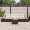 5-delars trädgårdssoffset med kuddar Brun Poly Rattan vidaXL 55 x 55 x 37 cm – miniatyr 3