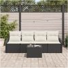 5 Delars Trädgårdssoffset med Kuddar Svart Poly Rattan vidaXL Stor – miniatyr 3