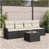 5 Delars Trädgårdssoffset med Kuddar Svart Poly Rattan vidaXL Stor – miniatyr 1