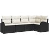 5-delars trädgårdssoffset med kuddar svart poly rotting vidaXL 234 x 124 x 85 cm – miniatyr 2