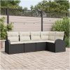 5-delars trädgårdssoffset med kuddar svart poly rotting vidaXL 234 x 124 x 85 cm – miniatyr 1