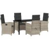 5-delars trädgårdsutrustning set med kuddar i ljusgrå poly-rattan vidaXL 140 x 80 x 73 cm – miniatyr 2