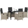 5-delars trädgårdsutrustning set med kuddar i ljusgrå poly-rattan vidaXL 140 x 80 x 73 cm – miniatyr 3