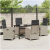 5-delars trädgårdsutrustning set med kuddar i ljusgrå poly-rattan vidaXL 140 x 80 x 73 cm – miniatyr 4