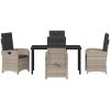 5-delars trädgårdsutrustning set med kuddar i ljusgrå poly-rattan vidaXL 140 x 80 x 73 cm – miniatyr 7