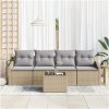 5-delars Utegrupp med Kuddar Beige Poly Rattan vidaXL 55 x 55 x 37 cm – miniatyr 3