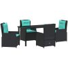 5 Delars Utematset Svart Poly Rattan vidaXL 140 x 70 x 73 cm – miniatyr 2