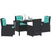 5 Delars Utematset Svart Poly Rattan vidaXL 140 x 70 x 73 cm – miniatyr 3
