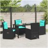5 Delars Utematset Svart Poly Rattan vidaXL 140 x 70 x 73 cm – miniatyr 4