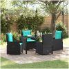 5 Delars Utematset Svart Poly Rattan vidaXL 140 x 70 x 73 cm – miniatyr 1