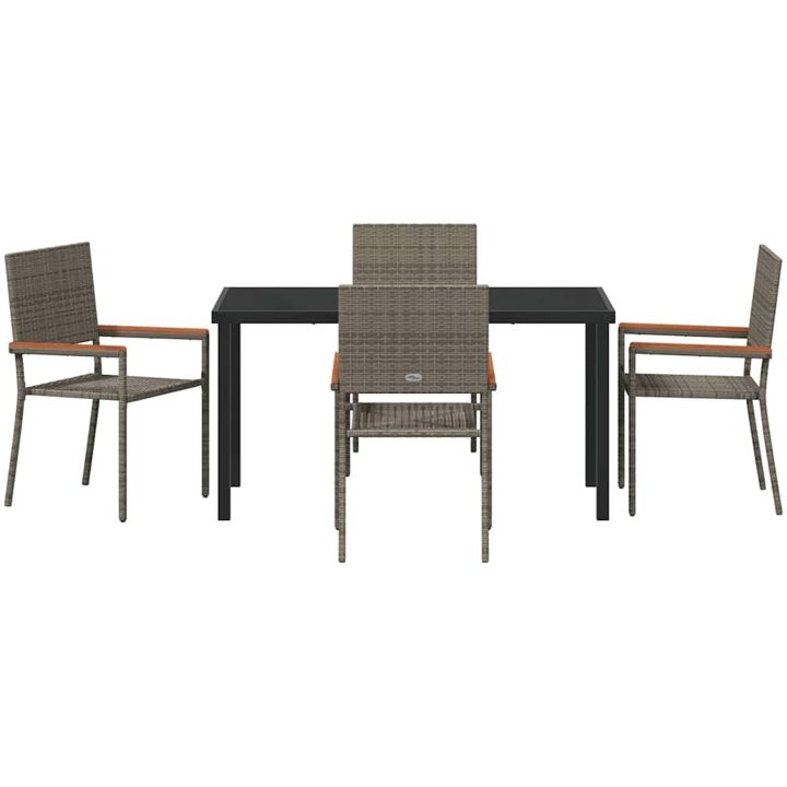 5-delars utemöbelset i grå polyrotting vidaXL 140 x 70 x 73 cm – bild 7