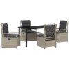 5-delars utemöbelset i ljusgrå poly rattan vidaXL 140 x 80 x 73 cm – miniatyr 2
