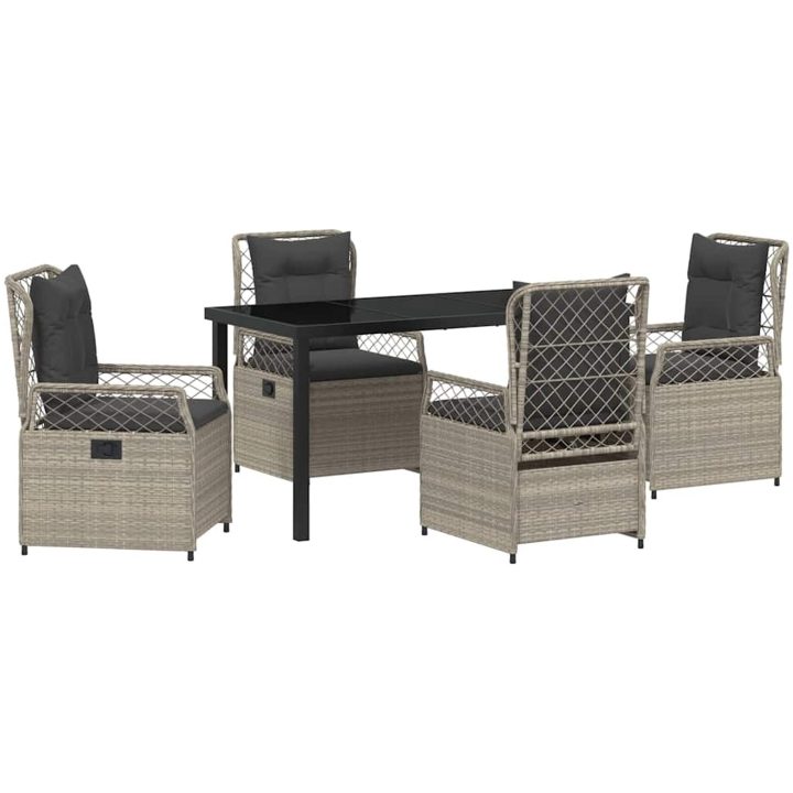 5-delars utemöbelset i ljusgrå poly rattan vidaXL 140 x 80 x 73 cm – bild 2