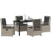 5-delars utemöbelset i ljusgrå poly rattan vidaXL 140 x 80 x 73 cm – miniatyr 3