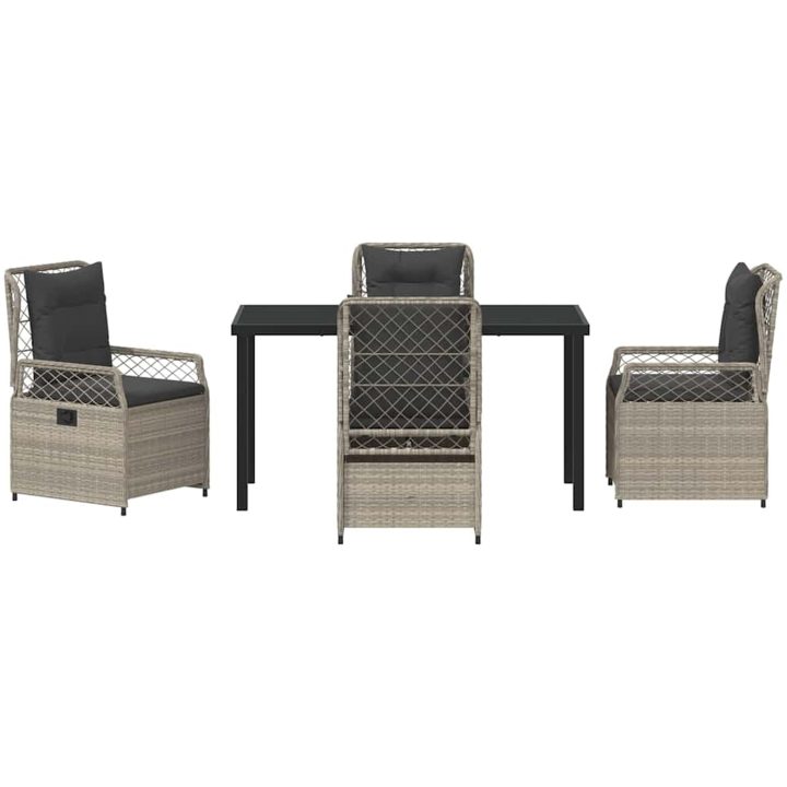 5-delars utemöbelset i ljusgrå poly rattan vidaXL 140 x 80 x 73 cm – bild 7