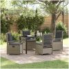 5-delars utemöbelset i ljusgrå poly rattan vidaXL 140 x 80 x 73 cm – miniatyr 1