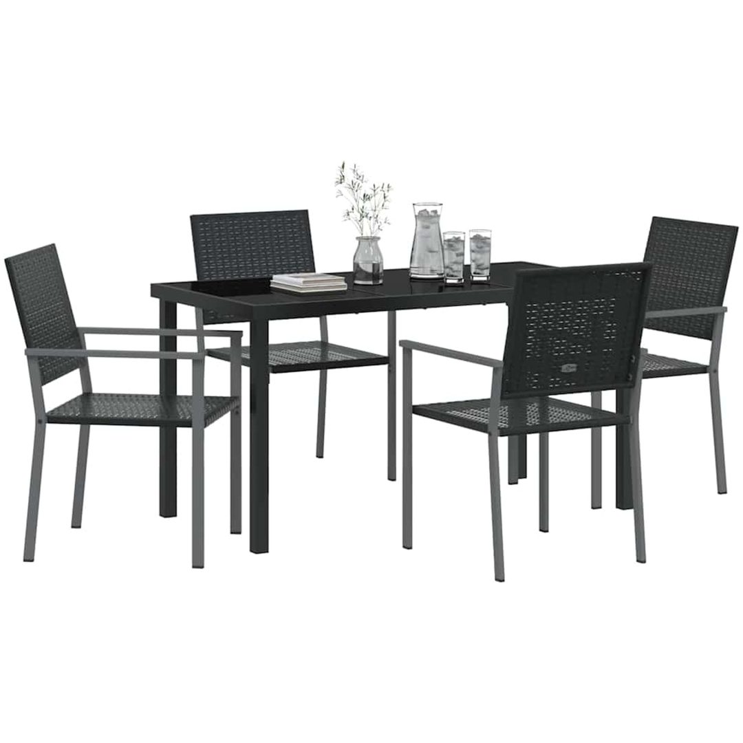 5-delars utemöbelset i svart polyrotting vidaXL 54x62.5x89 cm – bild 3