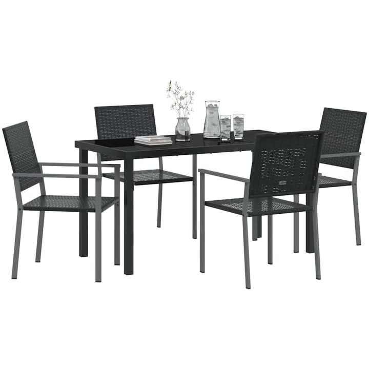 5-delars utemöbelset i svart polyrotting vidaXL 54x62.5x89 cm – bild 3