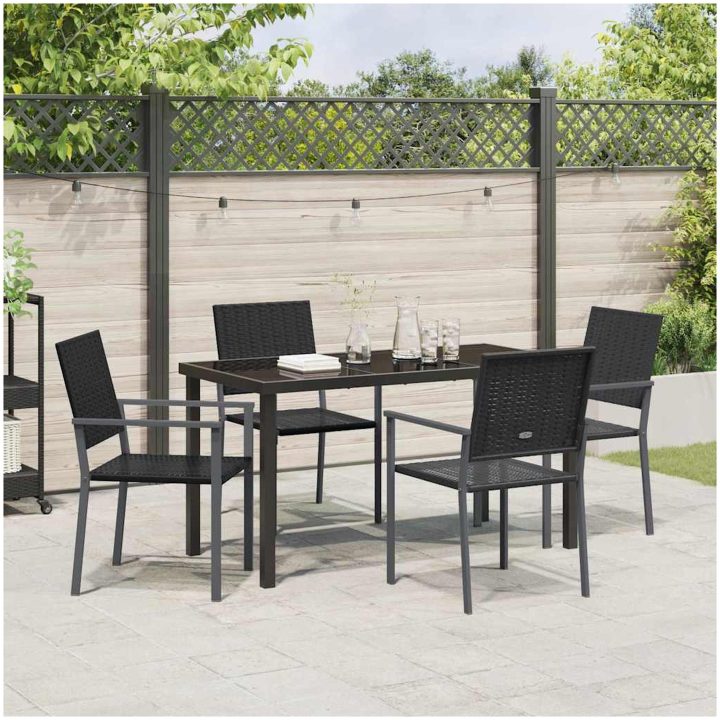 5-delars utemöbelset i svart polyrotting vidaXL 54x62.5x89 cm – bild 4
