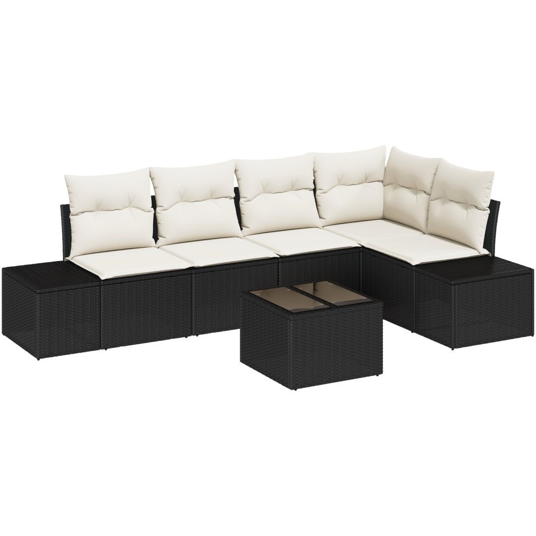 5-delars utemöbelset med kuddar i brun poly-rattan vidaXL 55 x 55 x 37 cm – bild 2