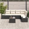 5-delars utemöbelset med kuddar i brun poly-rattan vidaXL 55 x 55 x 37 cm – miniatyr 3