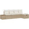 5-delars utesoffa med kuddar i beige polyrotting vidaXL 239 x 117 x 85 cm – miniatyr 2